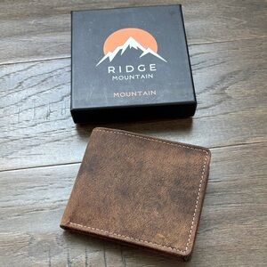 Ridge Mountain Genuine Leather bi-fold wallet,6 card,2 bill,1 ID & 2 other slots